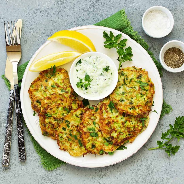 Good Earth Leek Fritters with Jalapeño Crema